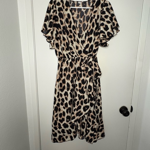 Leopard Print Wrap Dress - Picture 1 of 2
